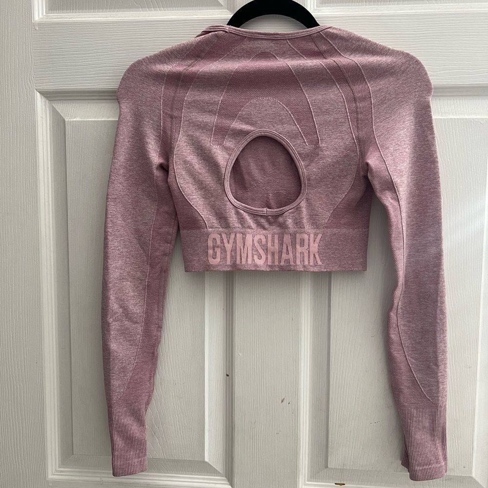 Gymshark Flex Crop Top Long Sleeve Active Deep Blush/White Size Small - Picture 8 of 12